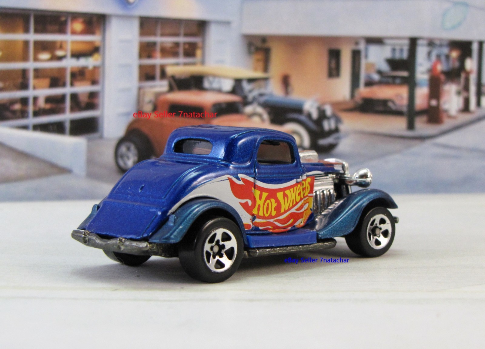 1934 Ford Coupe Blue Flathead V8 Hot Rod Metal Model Collectible Car F