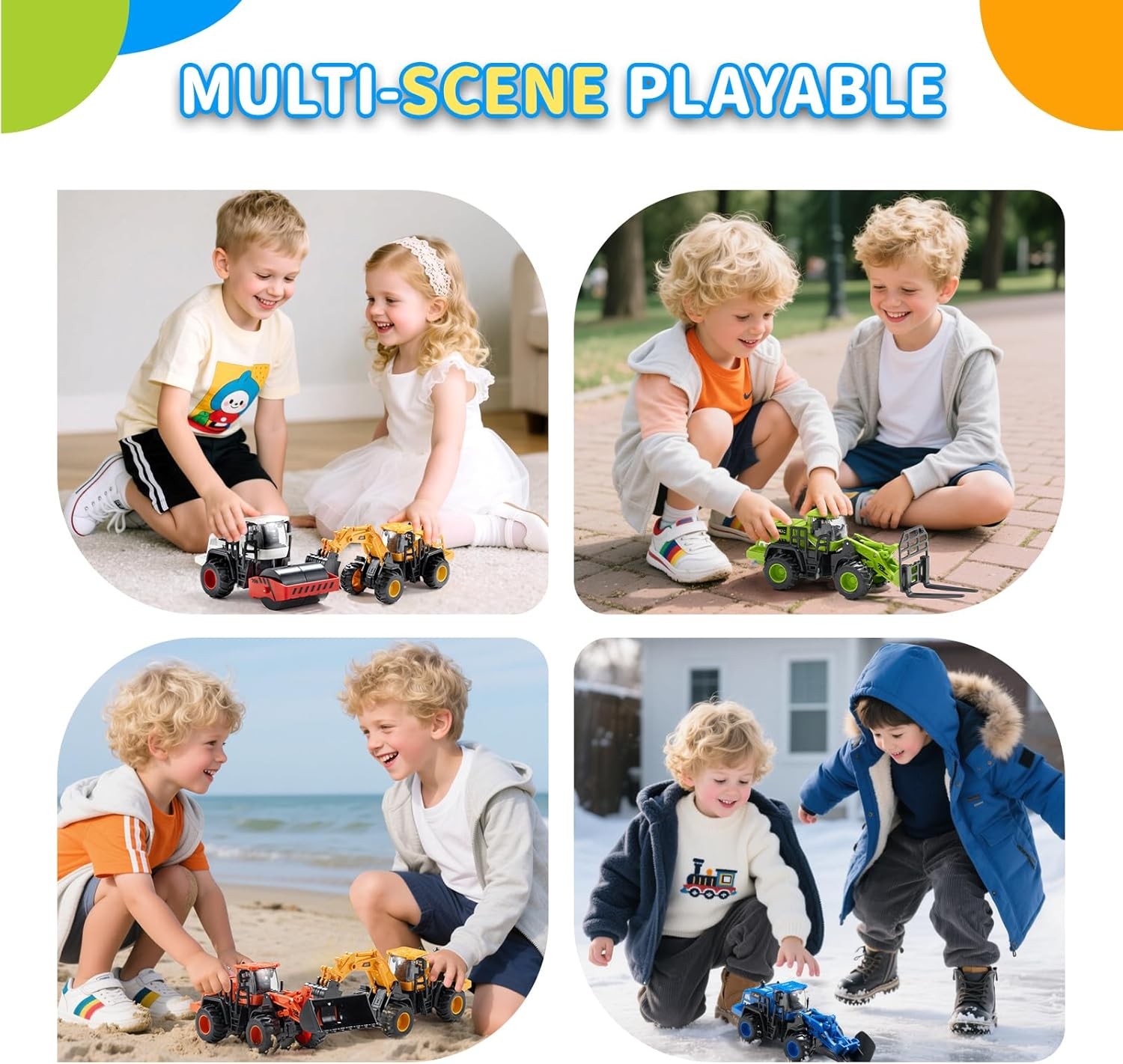 Construction Truck Toys for Toddlers | 5Pcs Push Go Tractor Toys, Sandbox Excava