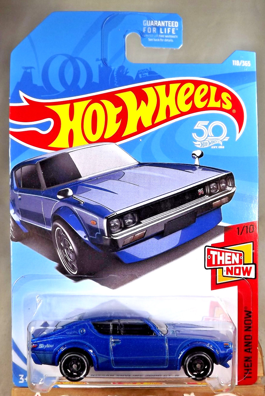 2018 Hot Wheels #118 Then and Now 1/10 NISSAN SKYLINE 2000 GT-R Blue w/BlkDD8Sp