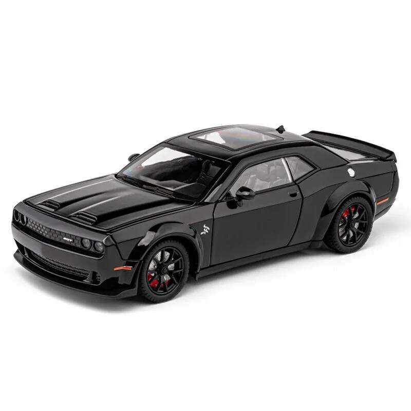 1:24 Dodge Challenger Hellcat Alloy Diecast Toy Car Model Sound Light Pull Back