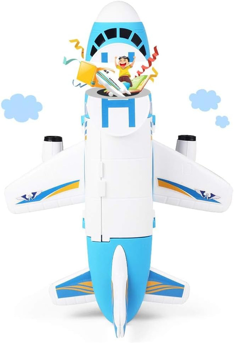 Transport Cargo Airplane Car Toy Play Set for 3+ Years Old Boys and Girls(Blue)
