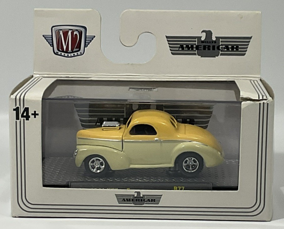 M2 Machines 1941 ’41 WILLYS COUPE R77 23-26 Americar Yellow/Cream 1/64 2023
