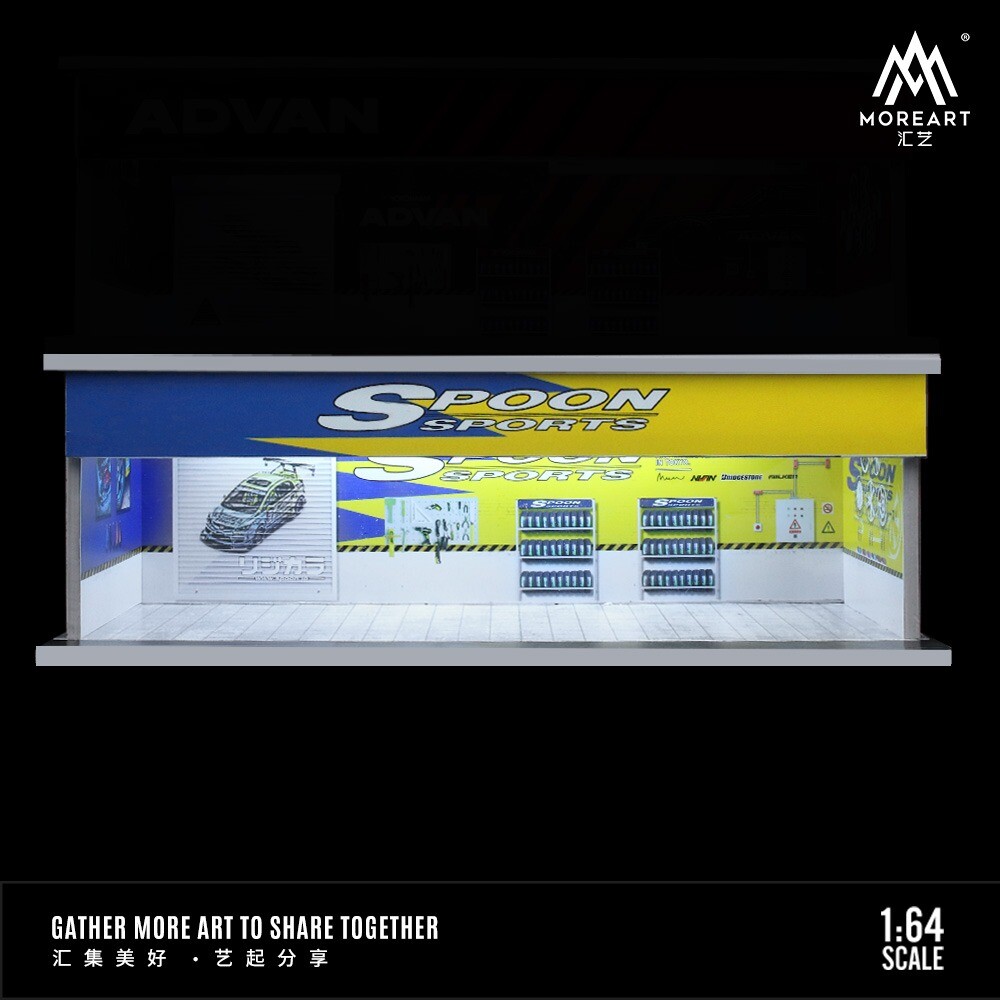 1/64 Diorama Die-cast Car Garage Model LED Lighting City Parking Lot Scene Model