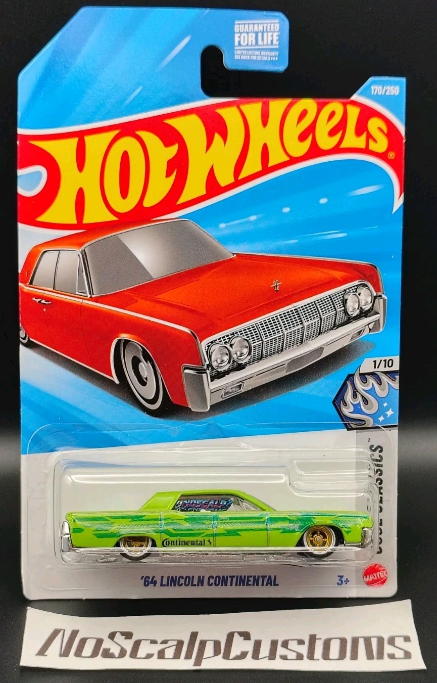 Custom Hot Wheels 64 Lincoln Continental Lime Green 4SP2T Wheels NoScalpCustoms