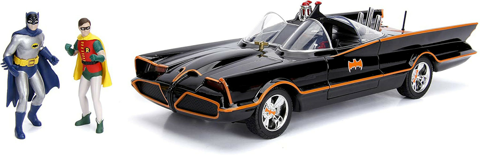 NEW Jada 98625 Batman Classic 1966 TV BATMOBILE 1:18 Vehicle w/ Lights & Figures