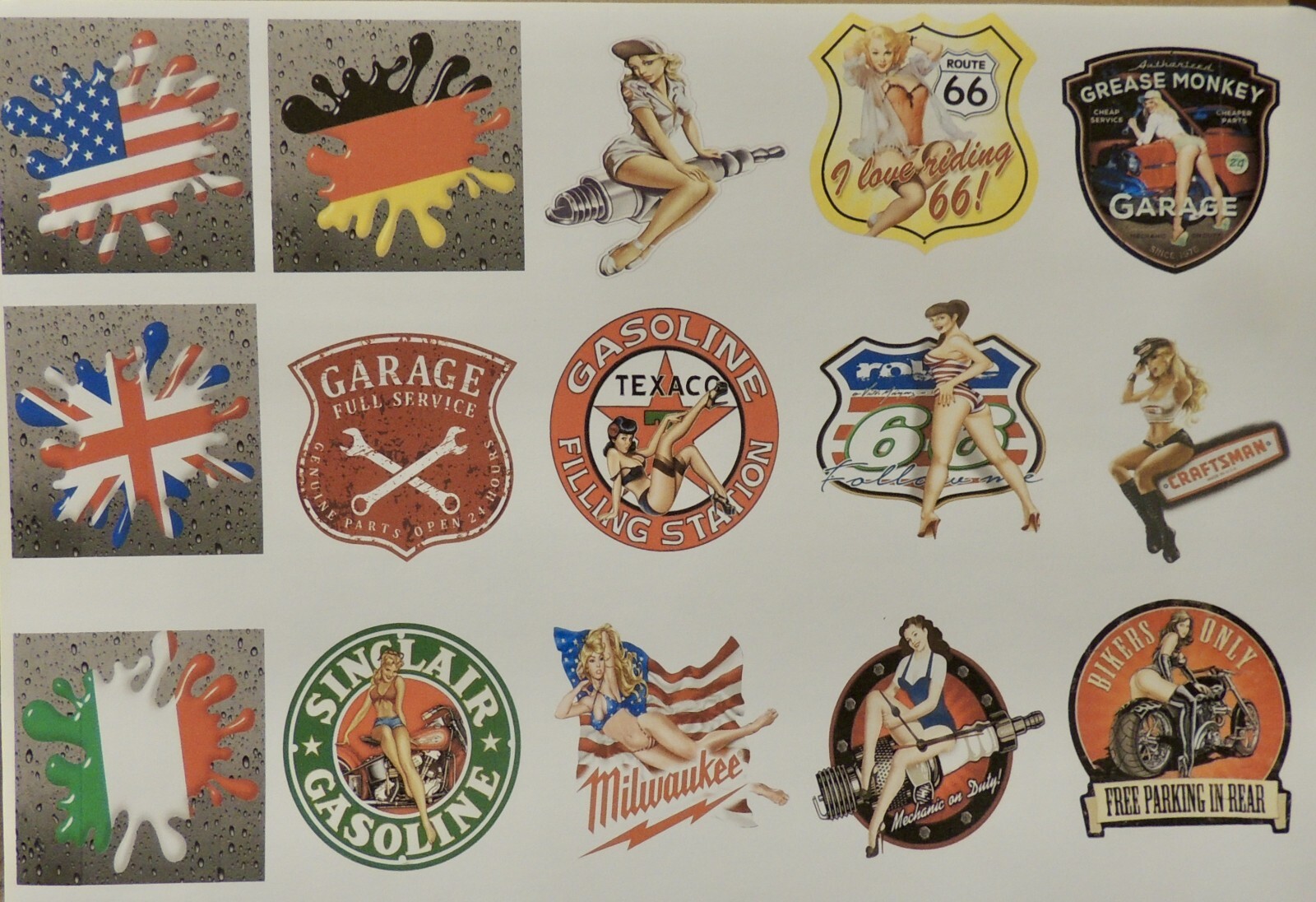 PIN-UP GARAGE COLLECTION 15 DECALS AVAILABLE IN 1:18 and 1:24 Scale
