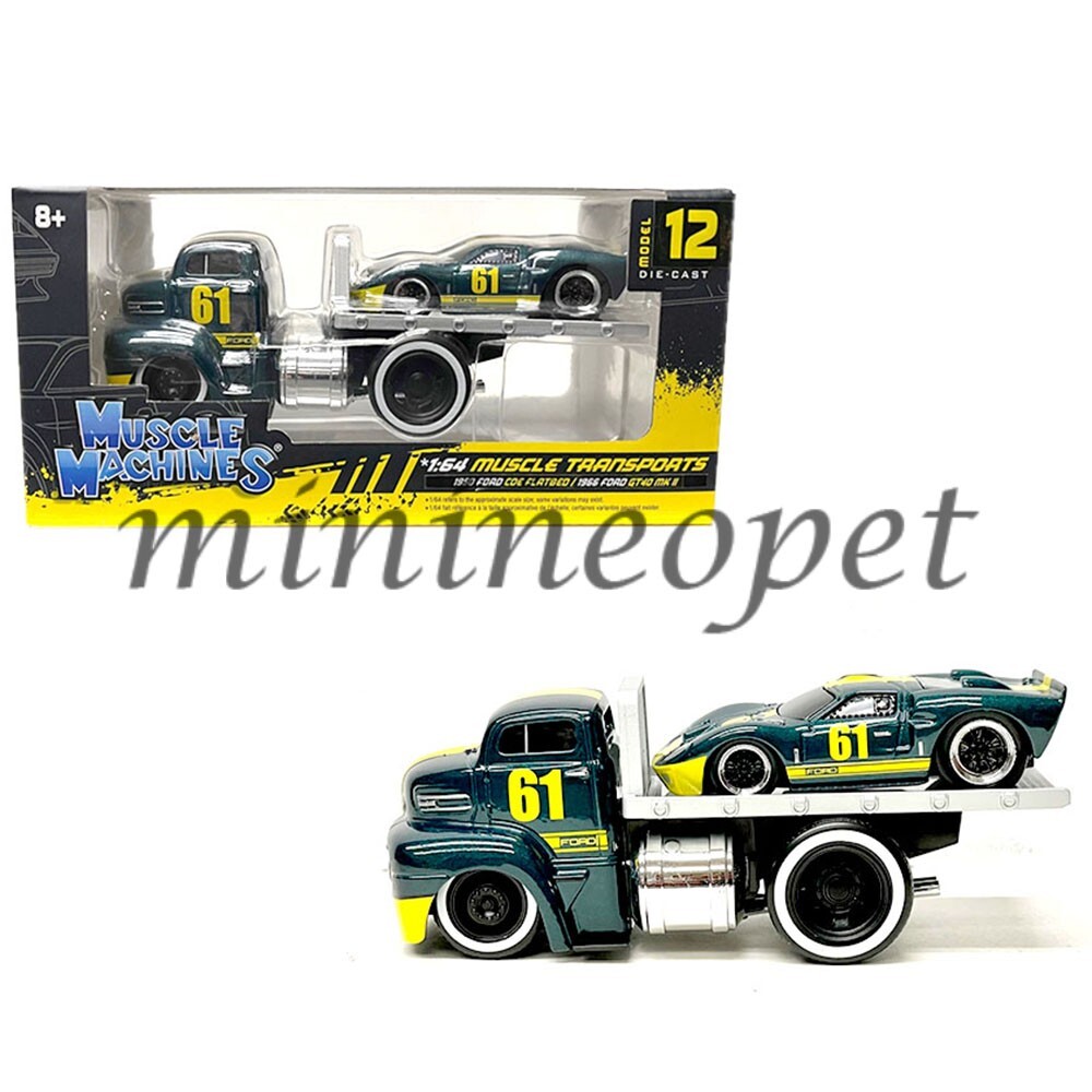 MAISTO MUSCLE MACHINES 1950 FORD COE FLATBED & 1966 FORD GT40 MK II 1/64 11547