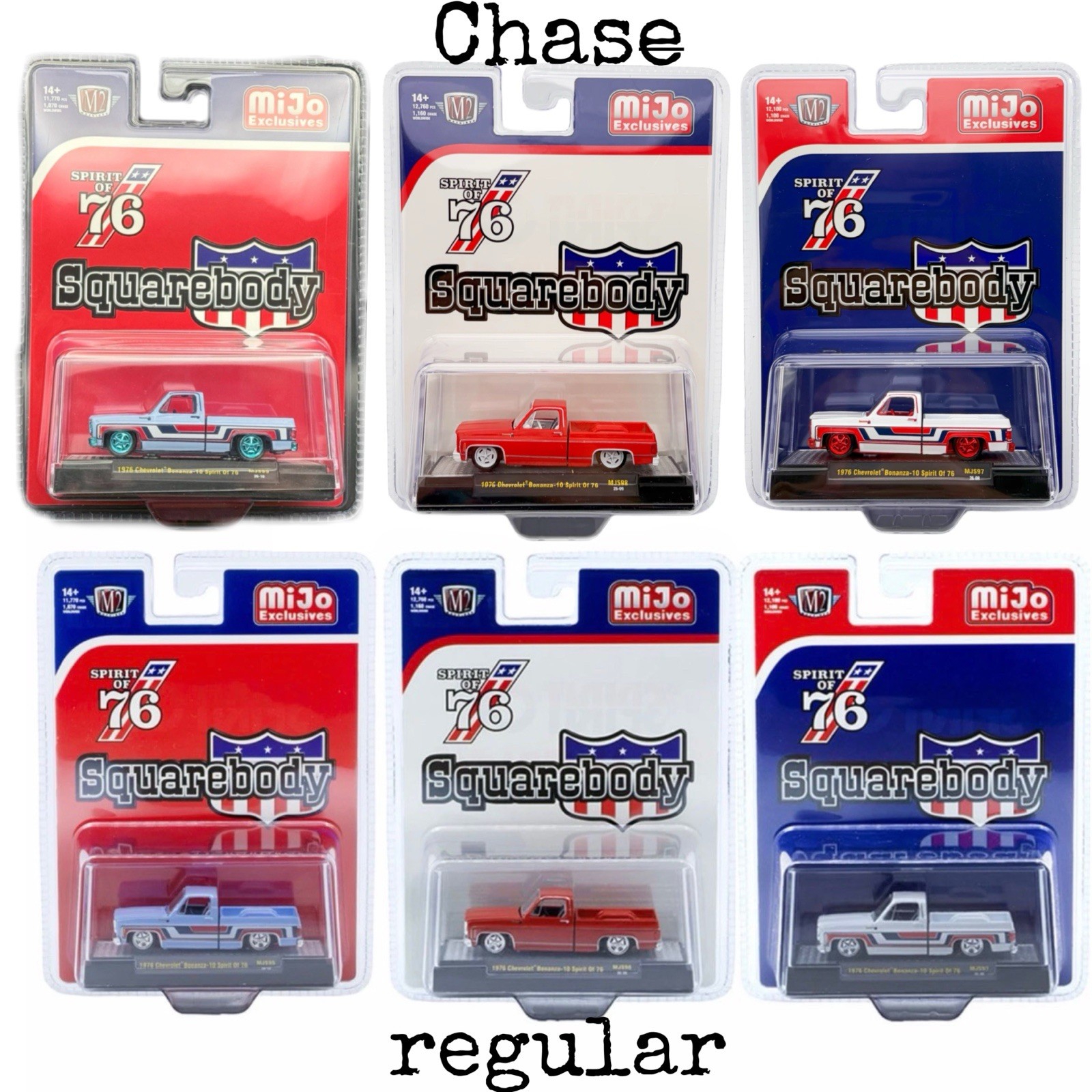 M2 Machines 1:64 1976 Chevrolet Bonanza-10 SPIRIT 76 Squarebody(3 chase,3 reg)