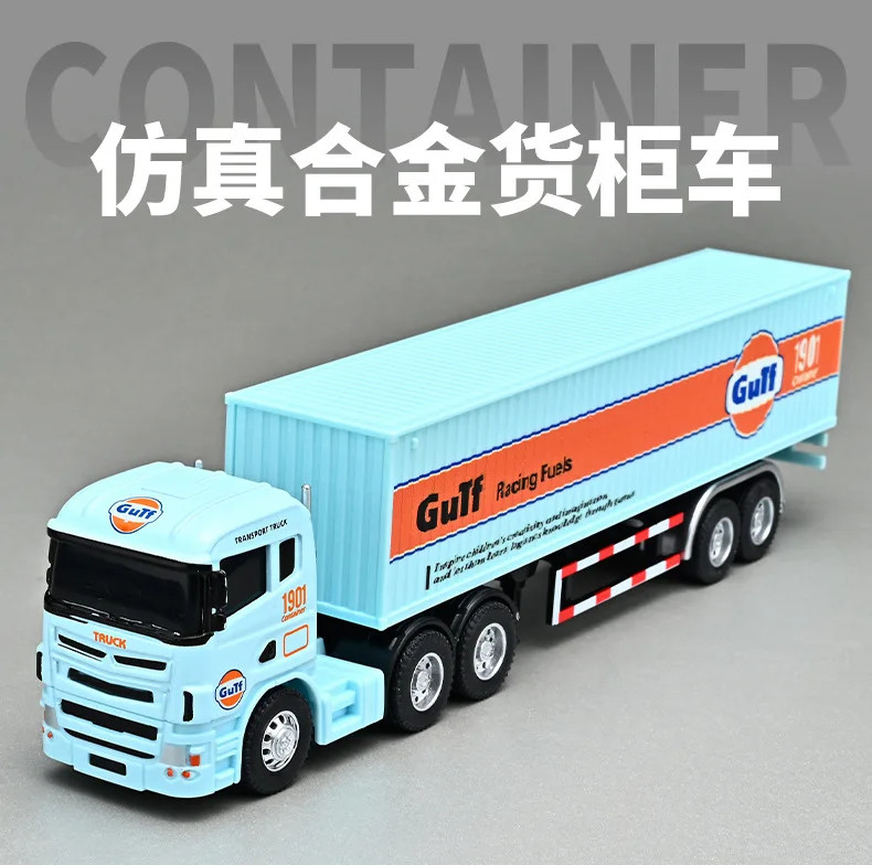 1:64 Gulf Container Trailer Truck Alloy Car Model Simulation Toy Gift