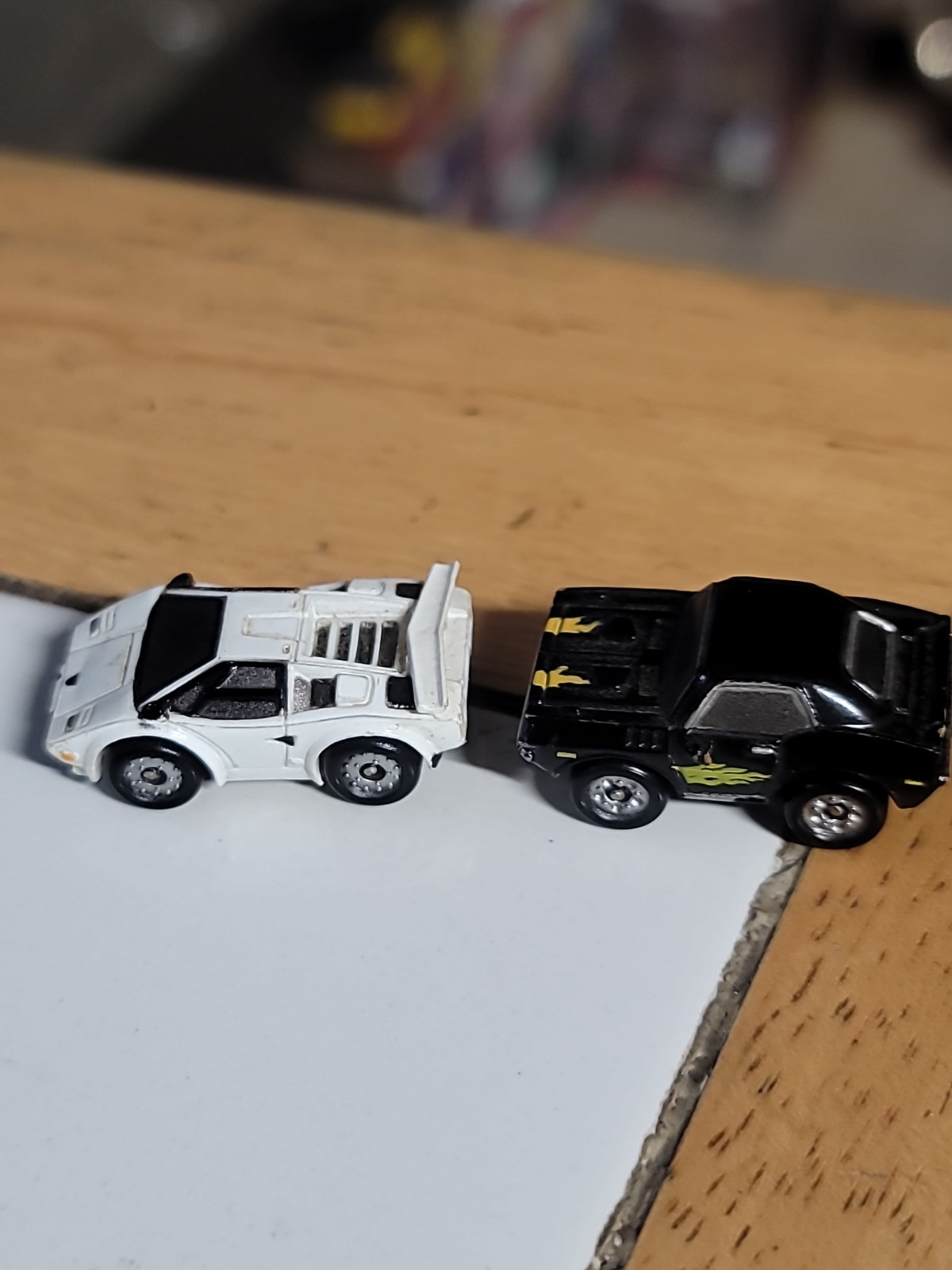 Micro Machine Plymouth Barracuda in Black(rare) And White Lamborghini