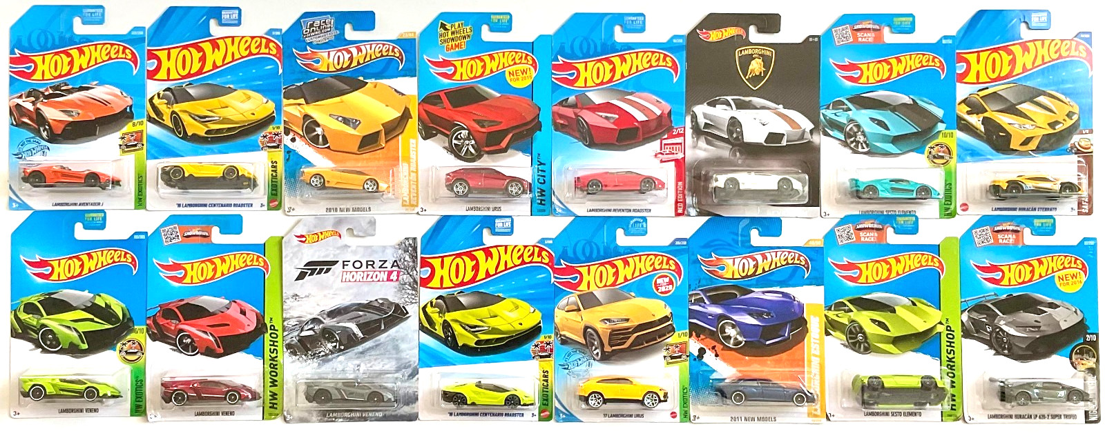 HOT WHEELS LOT OF 16 LAMBORGHINI CENTENARIO/AVENTADOR/HURACAN/HURACAN/VENENO/ETC