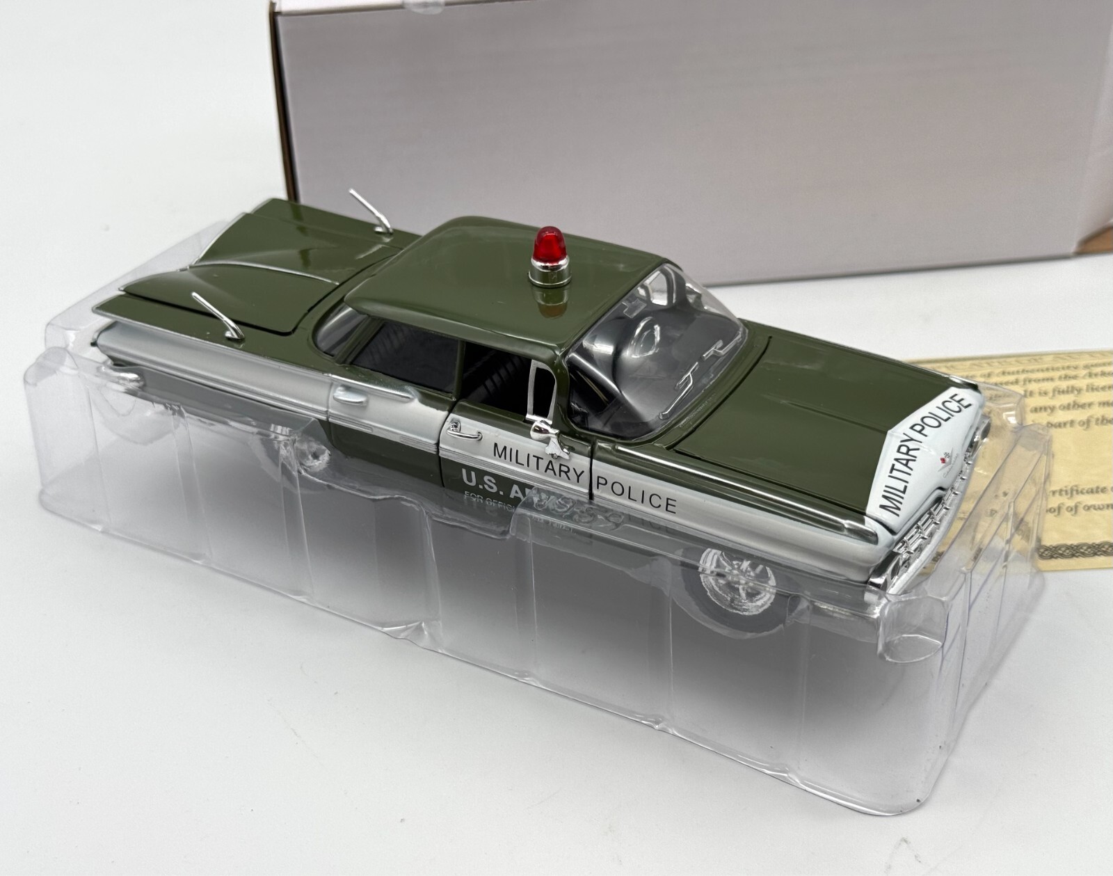 NEW ~ MINT ~ 1959 Chevrolet 1/32 Diecast US Army Military Police Car Olive Green