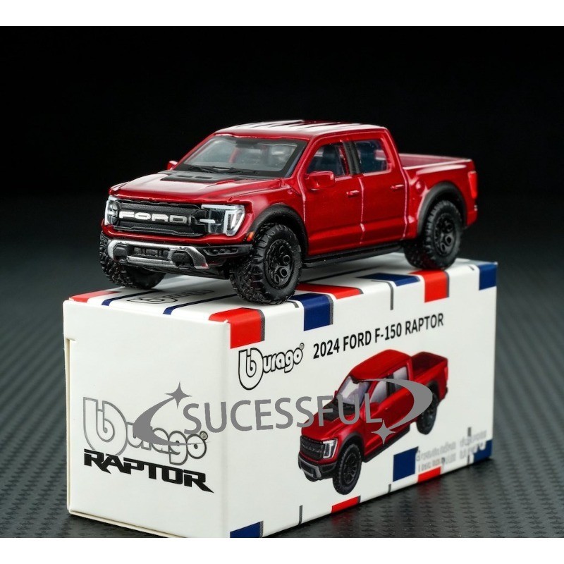 Bburago 1:64 Red 2024 Ford F-150 Raptor Pickup Truck Diecast Model