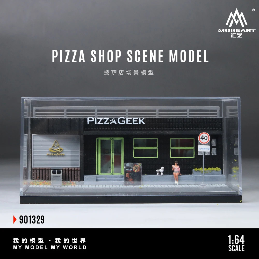 More Art 1:64 Pizza Shop Scene Simulation Model, Parking Lot Diorama For Display