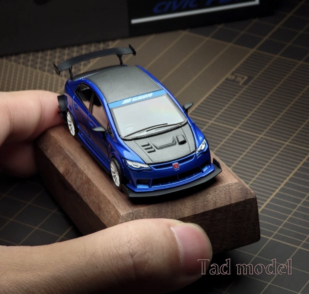 MT 1:64 Blue Carbon Civic Type R FD2 Sports Model Diecast Metal Car