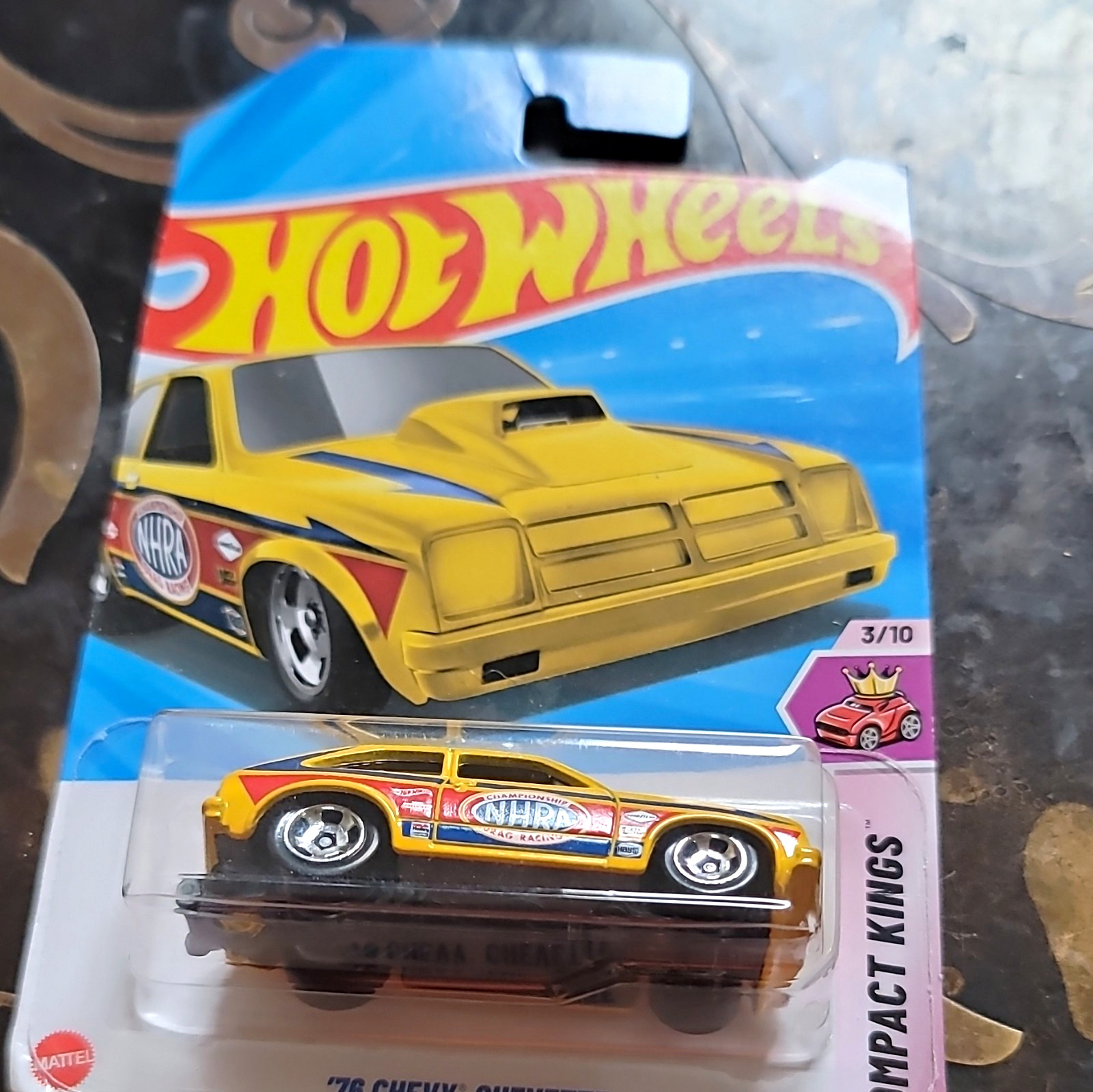 Hot Wheels 1976 Chevy Chevette Compact Kings NHRA 1:64 Yellow Diecast