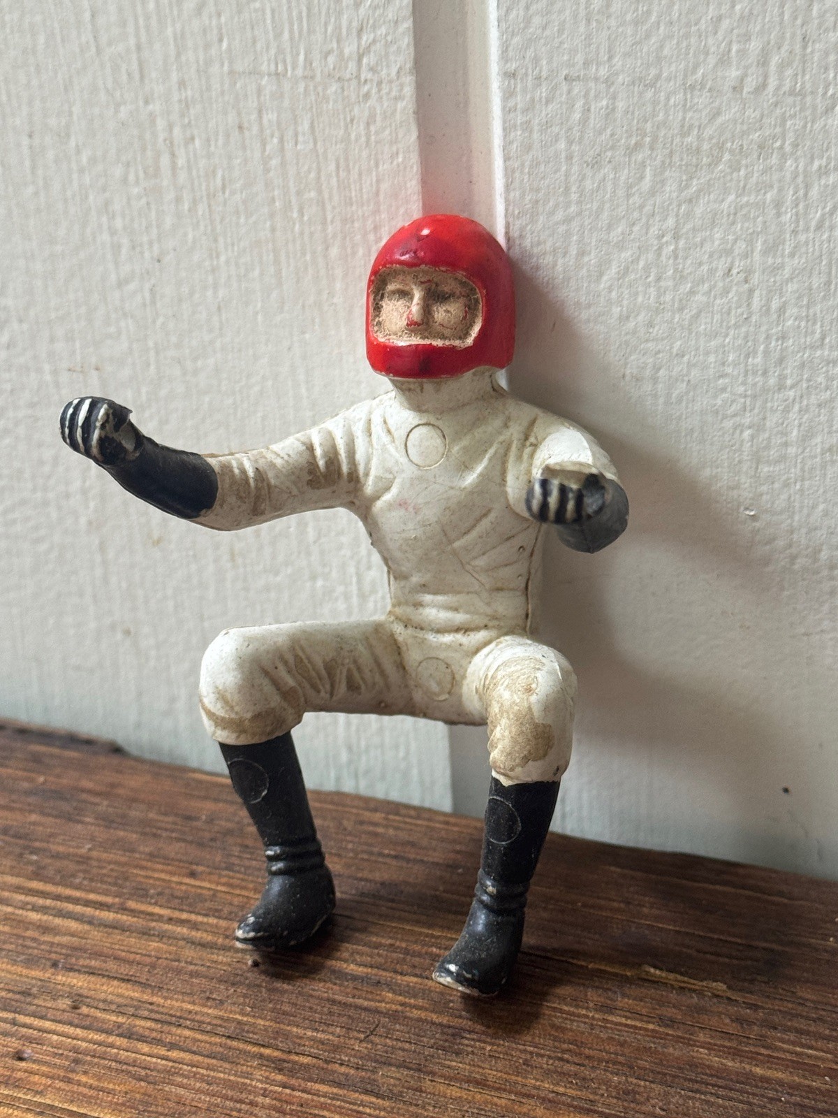 Vintage 1950’s Rubber / Plastic Motorcyclist Figurine Toy Part 75mm tall Tin Toy