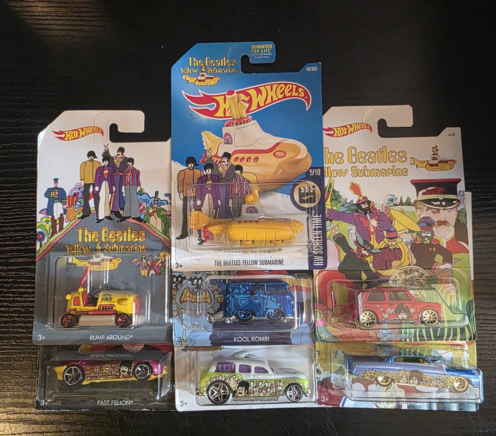 Hot Wheels 50th Anniversary The Beatles Yellow Submarine Set Of 6 Plus Bonus