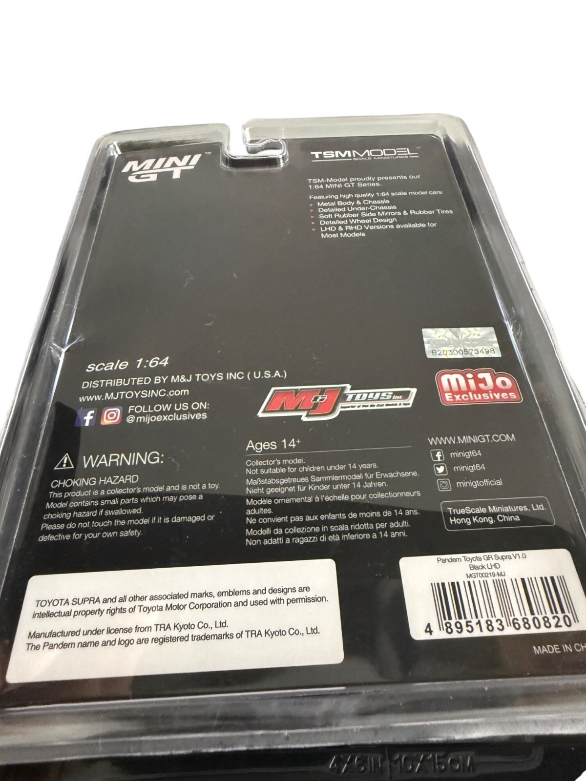 TSM Model Mini GT Mijo Exclusive 219 Pandem Toyota GR Supra V1.0 Black 1:64