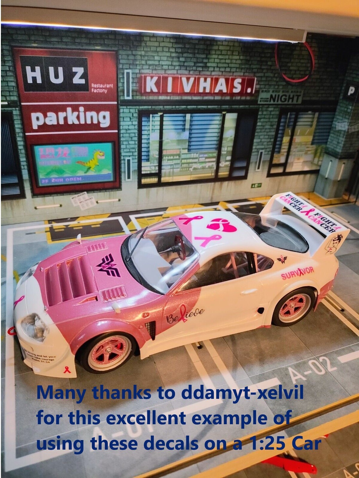 Clear 1:64 Waterslide Decal JDM VW Silverado Breast Cancer Awareness Pink Ribbon