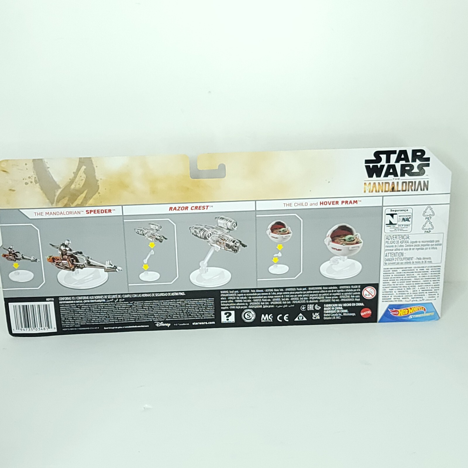 Hot Wheels Star Wars The Mandalorian 3-Pack Speeder Razor Crest Hover Pram NEW