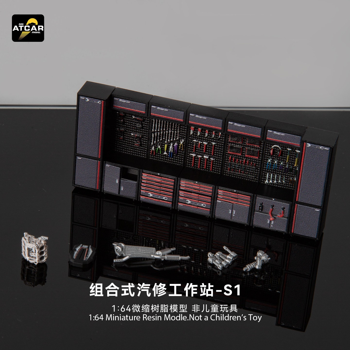 1:64 Scale Auto Repair Workshop Mini Garage Scene Figure Model Creative Ornament