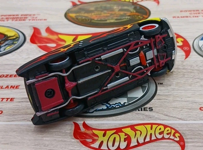 1951 Mercury Lead Sled Custom Black Yellow/Orange Flames Red Rim Whitewall Tires