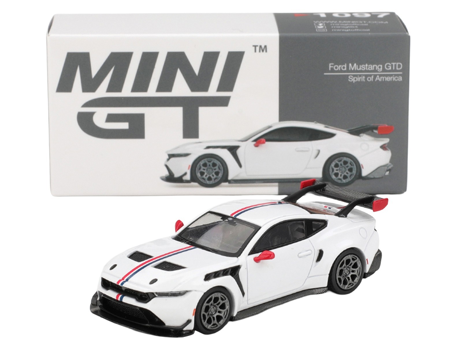 FORD MUSTANG GTD SPIRIT OF AMERICA WHITE 1/64 DIECAST MODEL BY MINI GT MGT01097
