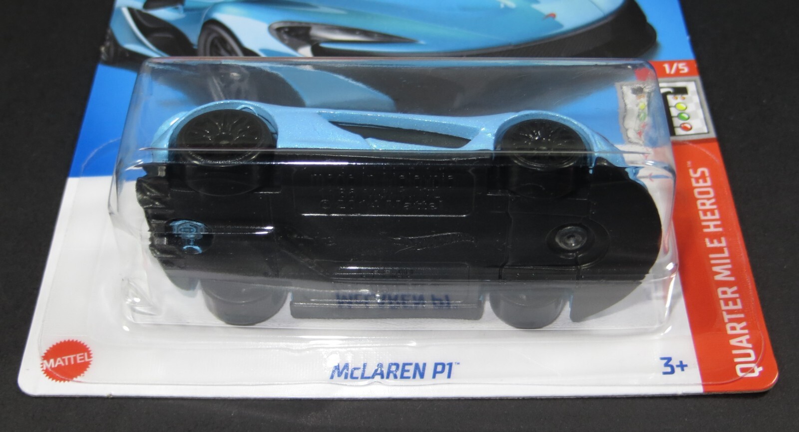 2024 Hot Wheels Blue MCLAREN P1 Qtr Mile Heroes Card #165 HW8-101824