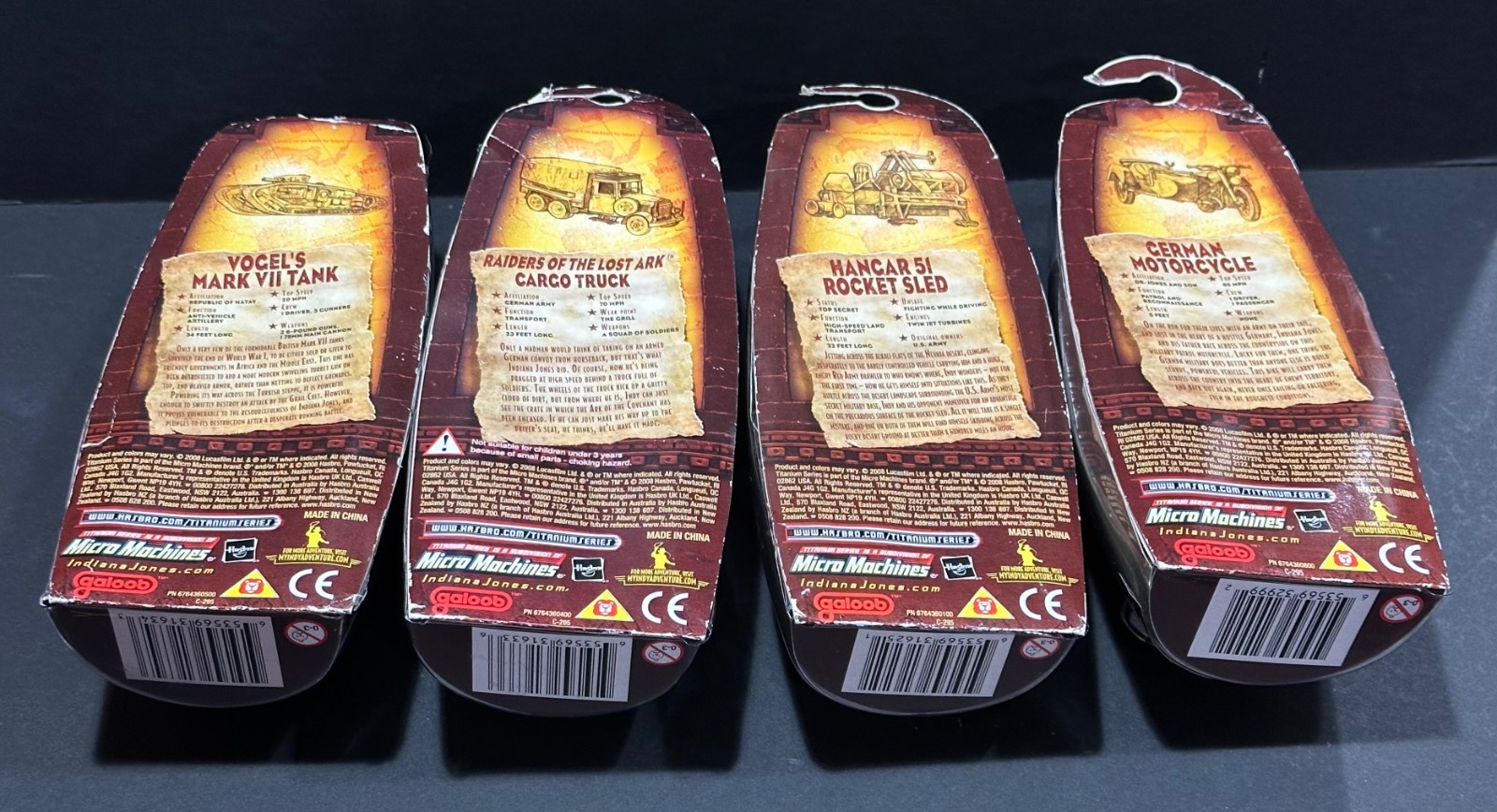 Indiana Jones Titanium Series Diecast Lot of 4 Tank Truck Sled Motorcycle Sealed