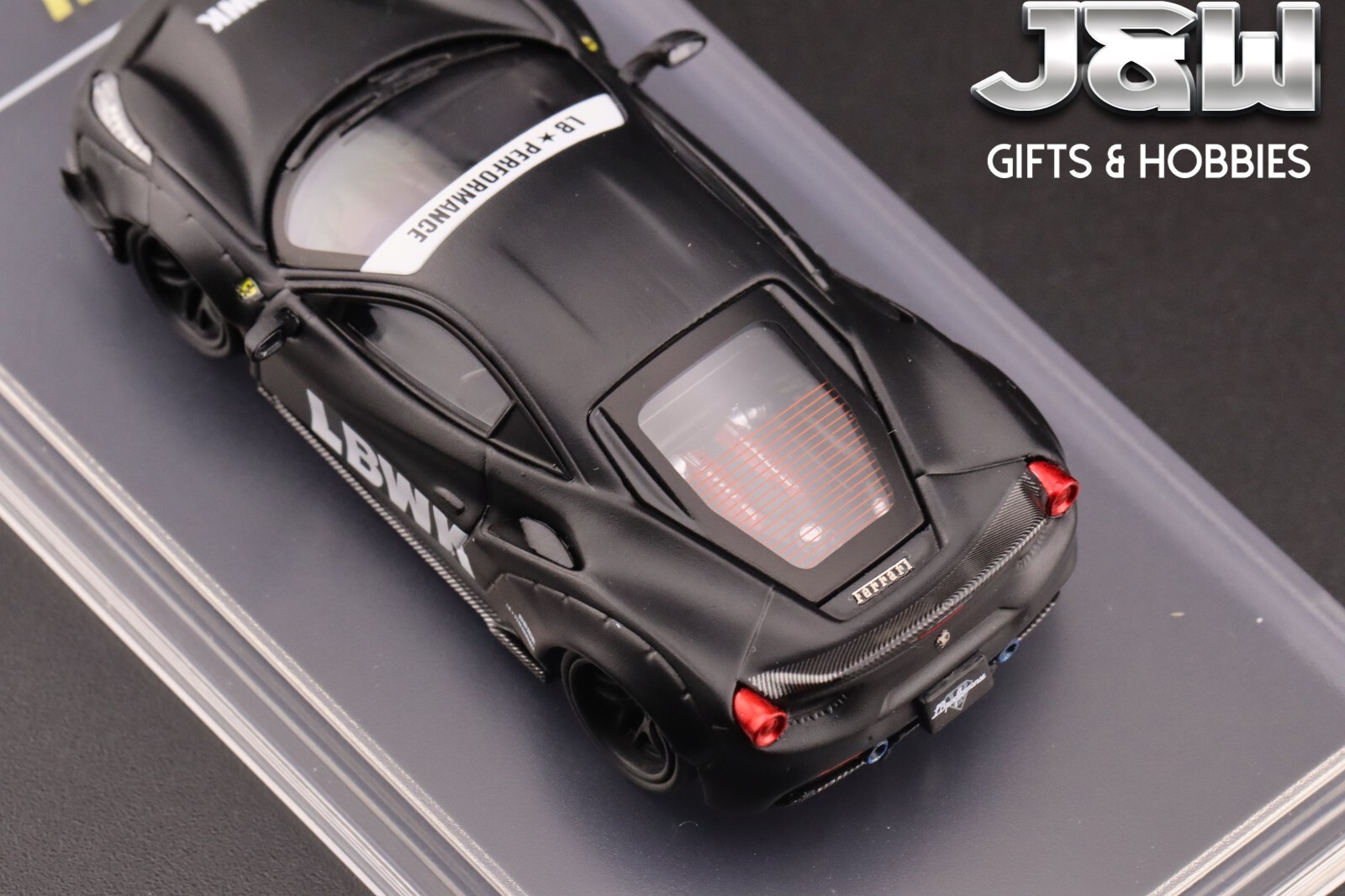 CM Model LBWK Liberty Walk 488 Widebody Matted Black with Carbon 1/64