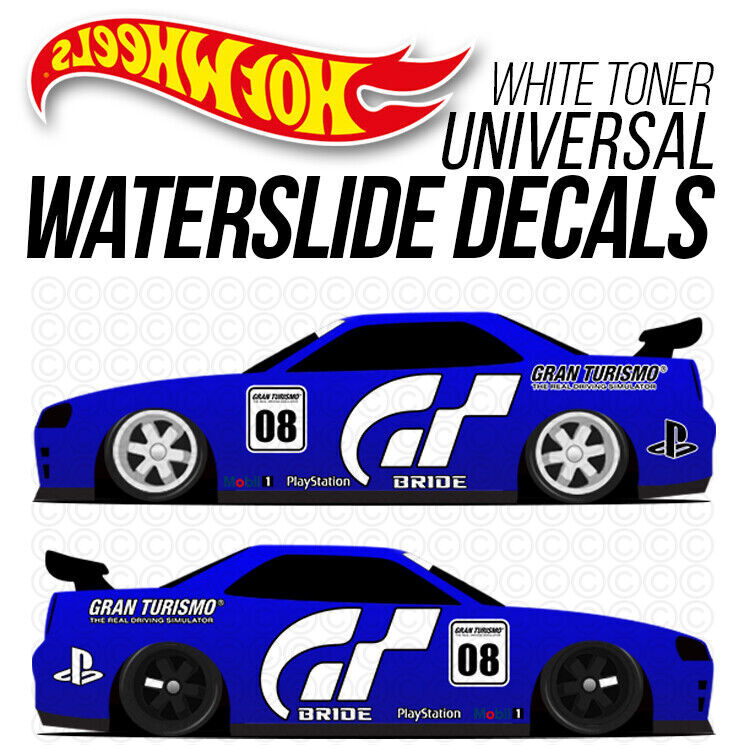 1/64 Scale GRAN TURISMO Custom White Toner Universal WaterSlide Decal Hot Wheel