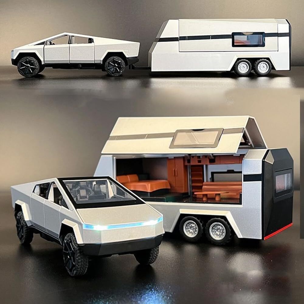1:32 Tesla Diecast Pickup Trailer Model Toy Truck Car Toy with Sound&Light US