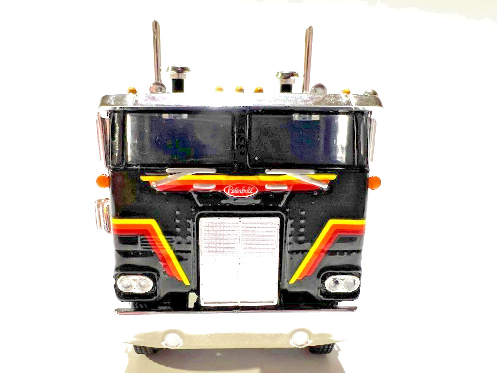 DCP FIRST GEAR 1/64 SCALE PETERBILT 352 CABOVER BLACK YELLOW ORANGE RED STRIPES