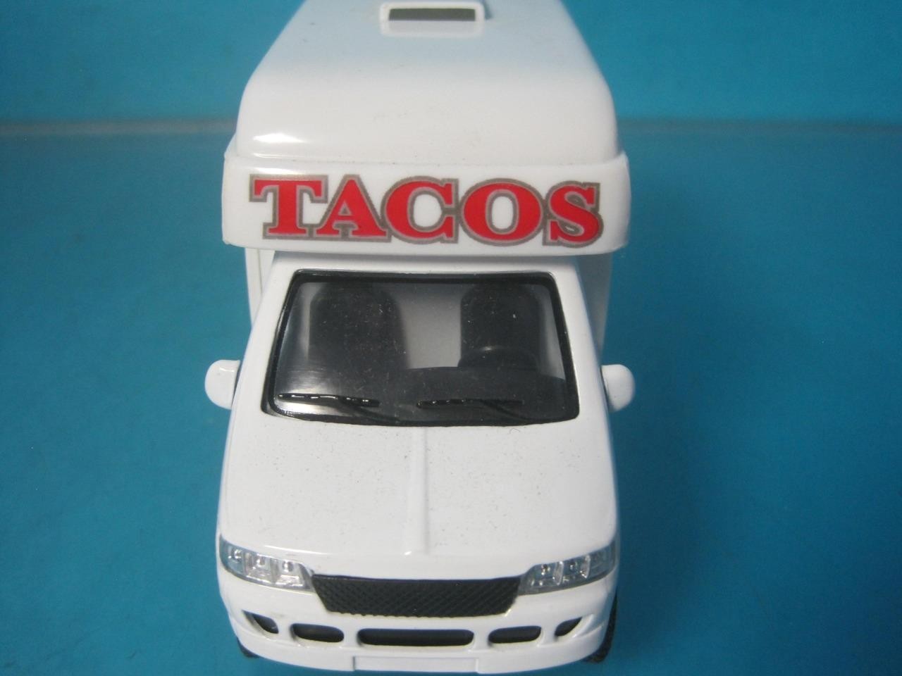 LOT OF 3 KINSFUN TACO FOOD TRUCK DIE CAST METAL PULLBACK ACTION TOY CAR VE-TACTR