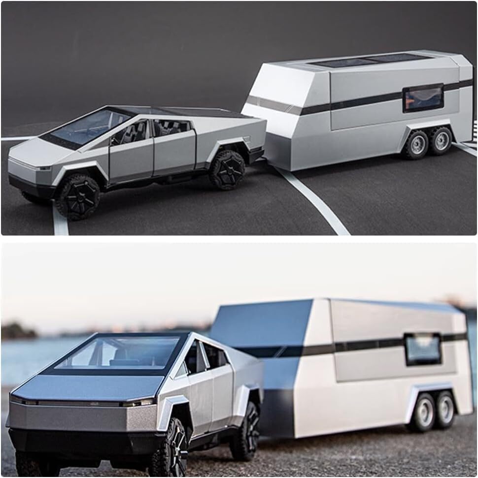 1:32 Tesla Diecast Pickup Trailer Model Toy Truck Car Toy with Sound&Light US