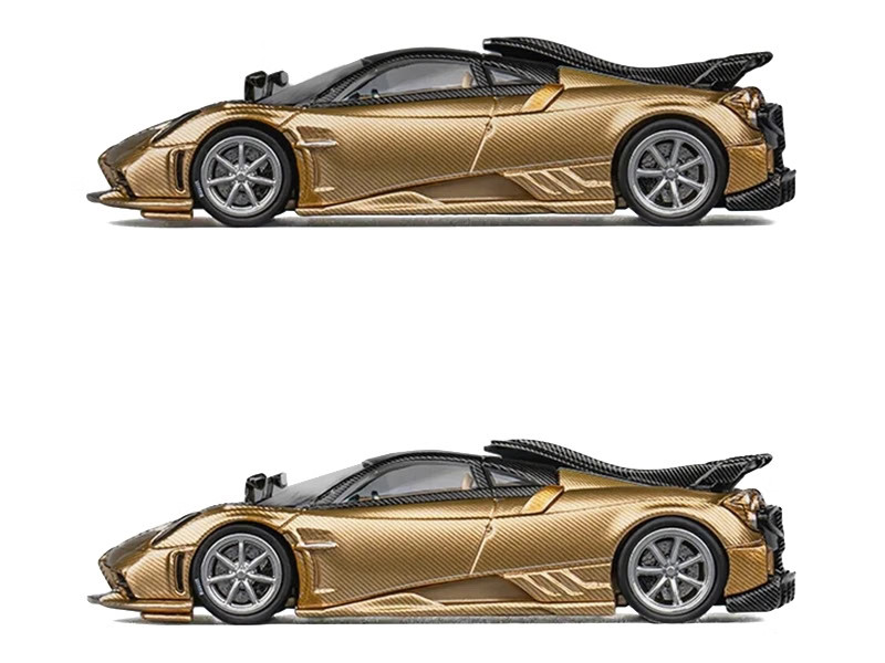 Pagani Imola Gold Carbon Metallic with Black Carbon Top with Extra Wheels 1/64 D