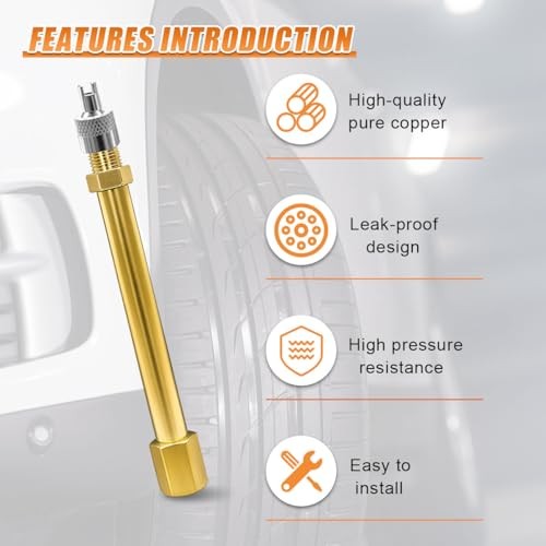 YoRise 2PCS 6 Inch 150 mm Dual Valve Stem Extension, Universal Copper Car 6IN