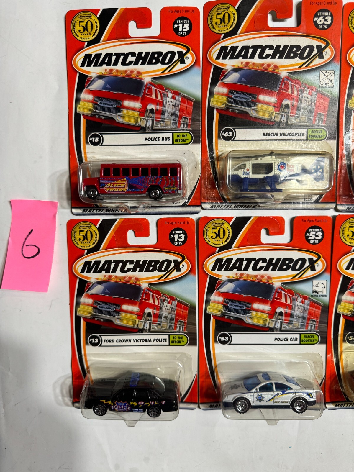 Lot qty 7 Matchbox rescue rookie police fire truck REF6