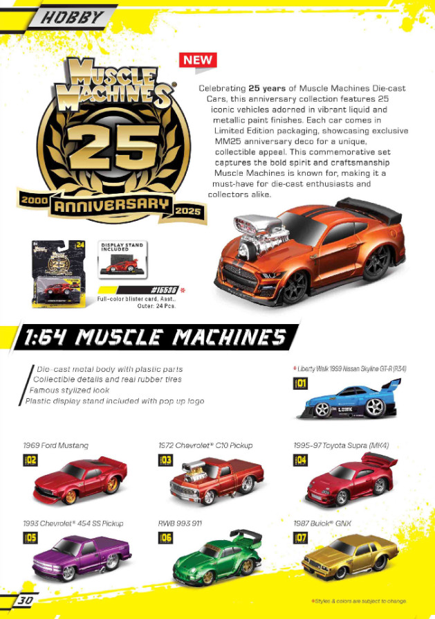 Maisto Muscle Machines 25th Anniversary 1/64 Diecast Model Car – Choose You Like