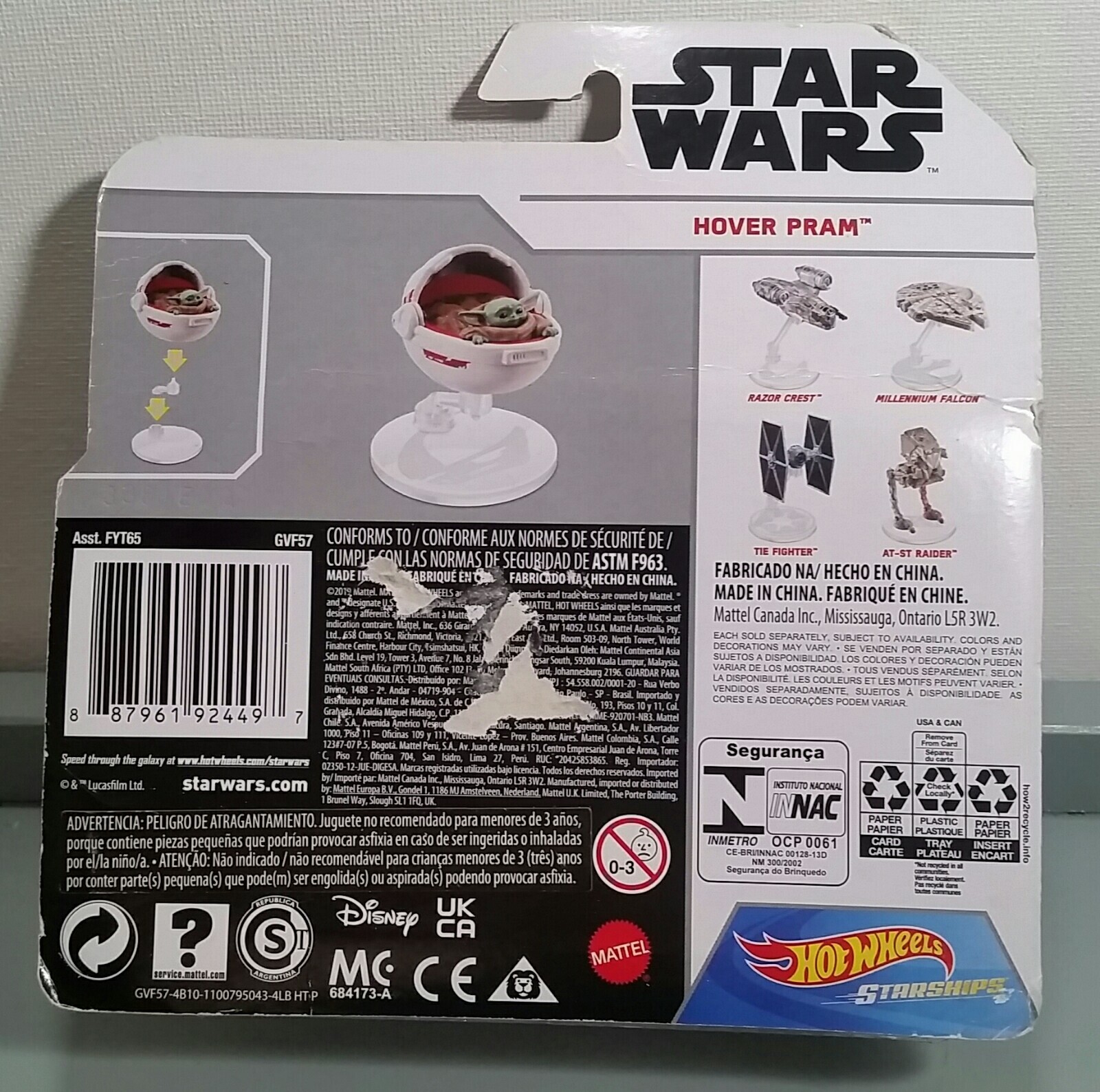 Mandalorian N-1 Starship & Hover Pram with Grogu, Hot Wheels, Diecast, Both NEW