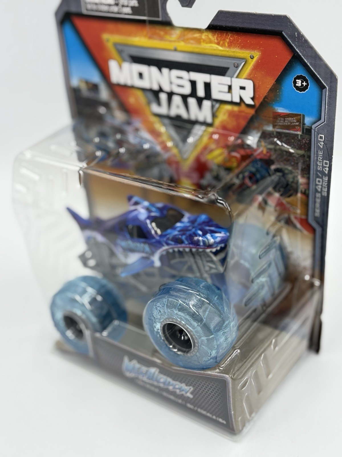New Design Monster Jam Megalodon with clear blue tires 1:64 Scale