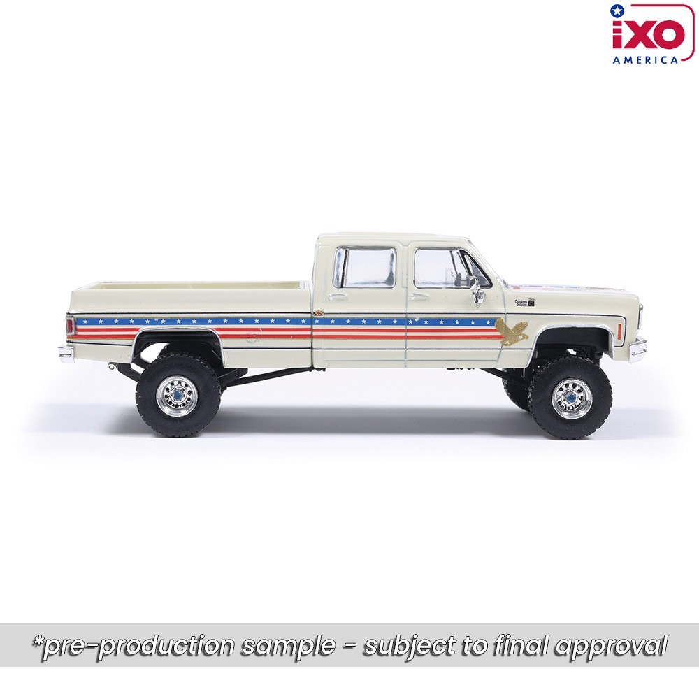 IXO 1976 Chevrolet Custom Deluxe K30 Fleetside Crew Cab- July 4th Exclusive 1/64