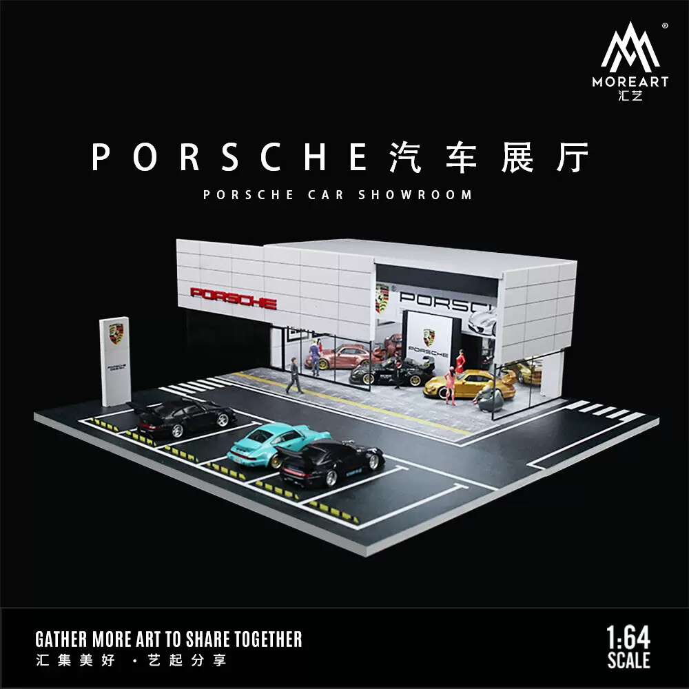 Diorama 1/64 Scale Car Garage Model LED Lighting City Showroom Scene Model Gifts