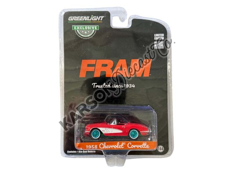 CHASE 1958 Chevrolet Corvette FRAM Oil Filters 1:64 Scale Model Greenlight 30388