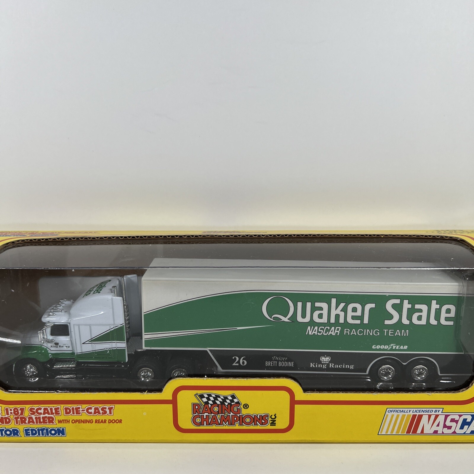 1994 Racing Champions #26 Deluxe 1:87 Quaker State Racing Trailer Brett Bodine