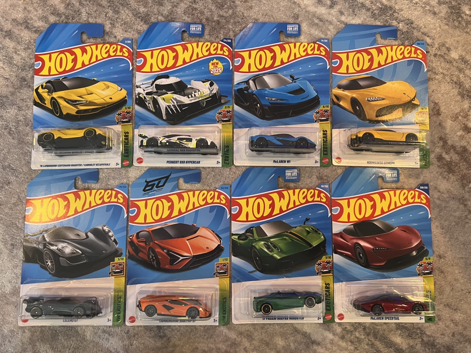 Hotwheels Mainline Mixed Assortment Exotics Lot of 8