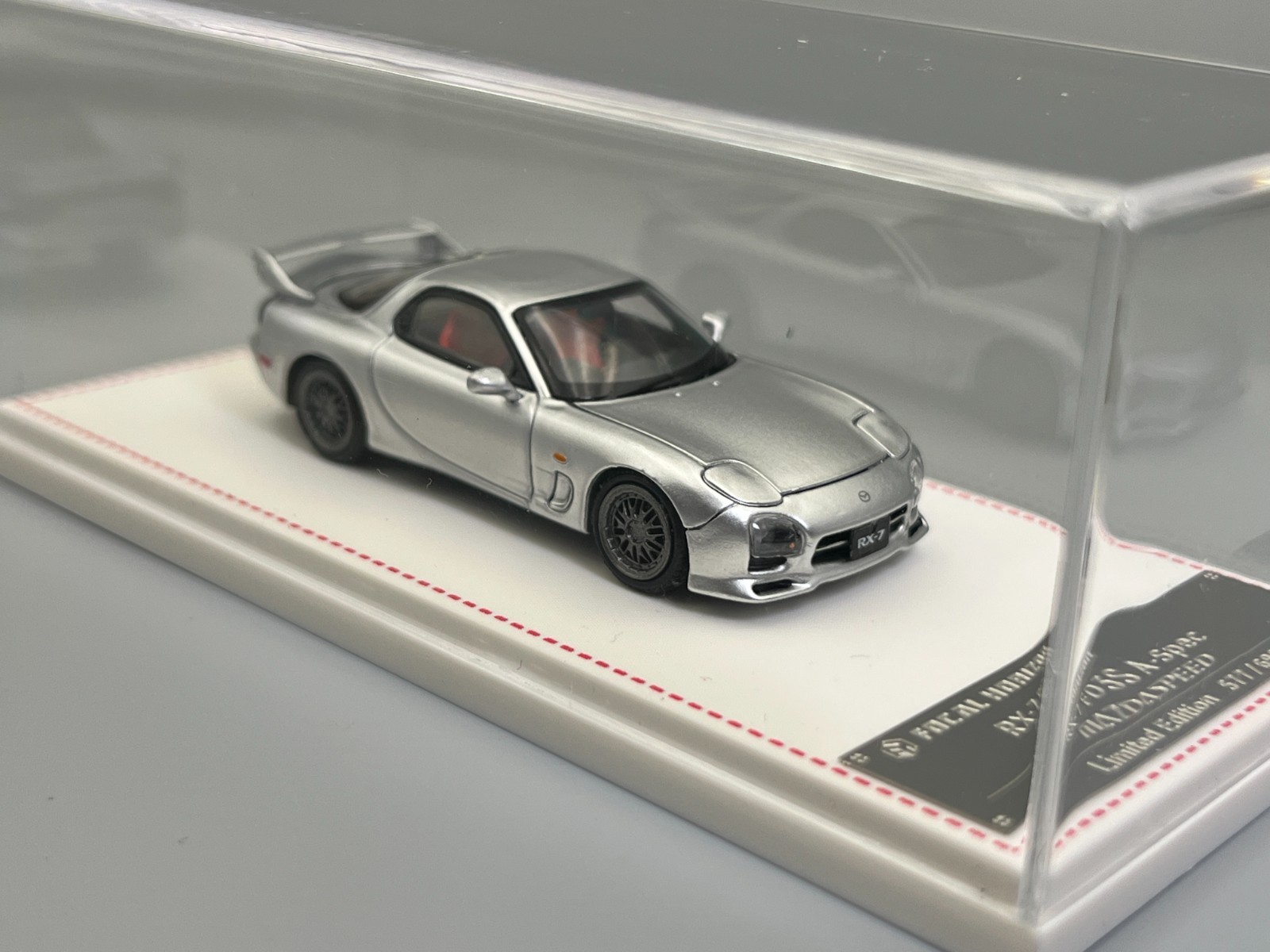 Mazda RX-7 FD3S A-Spec Mazdaspeed Silver Focal Horizon 1/64 scale with case