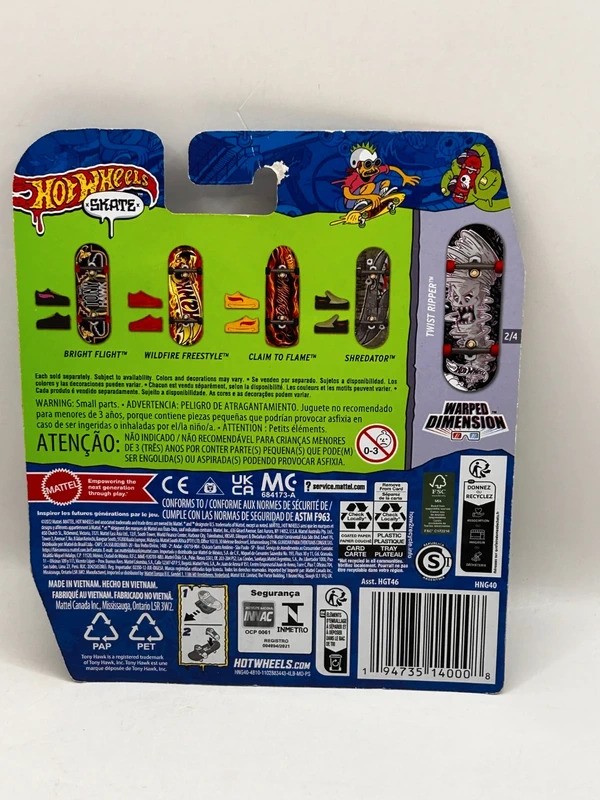 Hot Wheels Skate Tony Hawk Warped Dimension Twist Ripper Fingerboard With Shoes