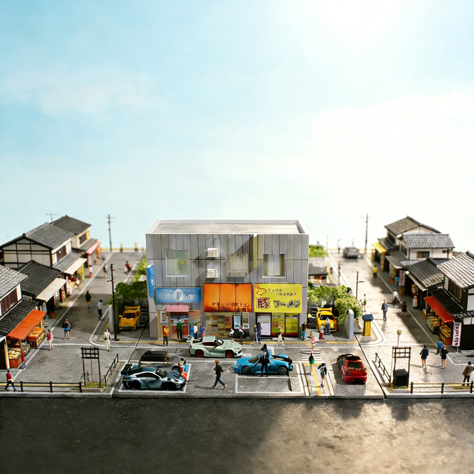 Diorama 1/64 Diecast Car Garage Model LED Street Factory Building Display Toy US